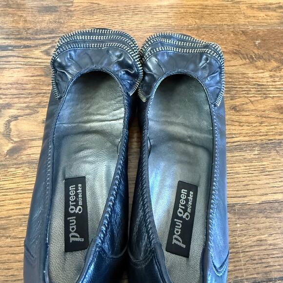 Paul Green Black Leather Flats Zipper Detail Size 6.5 (UK 4.5) - Picture 4 of 7